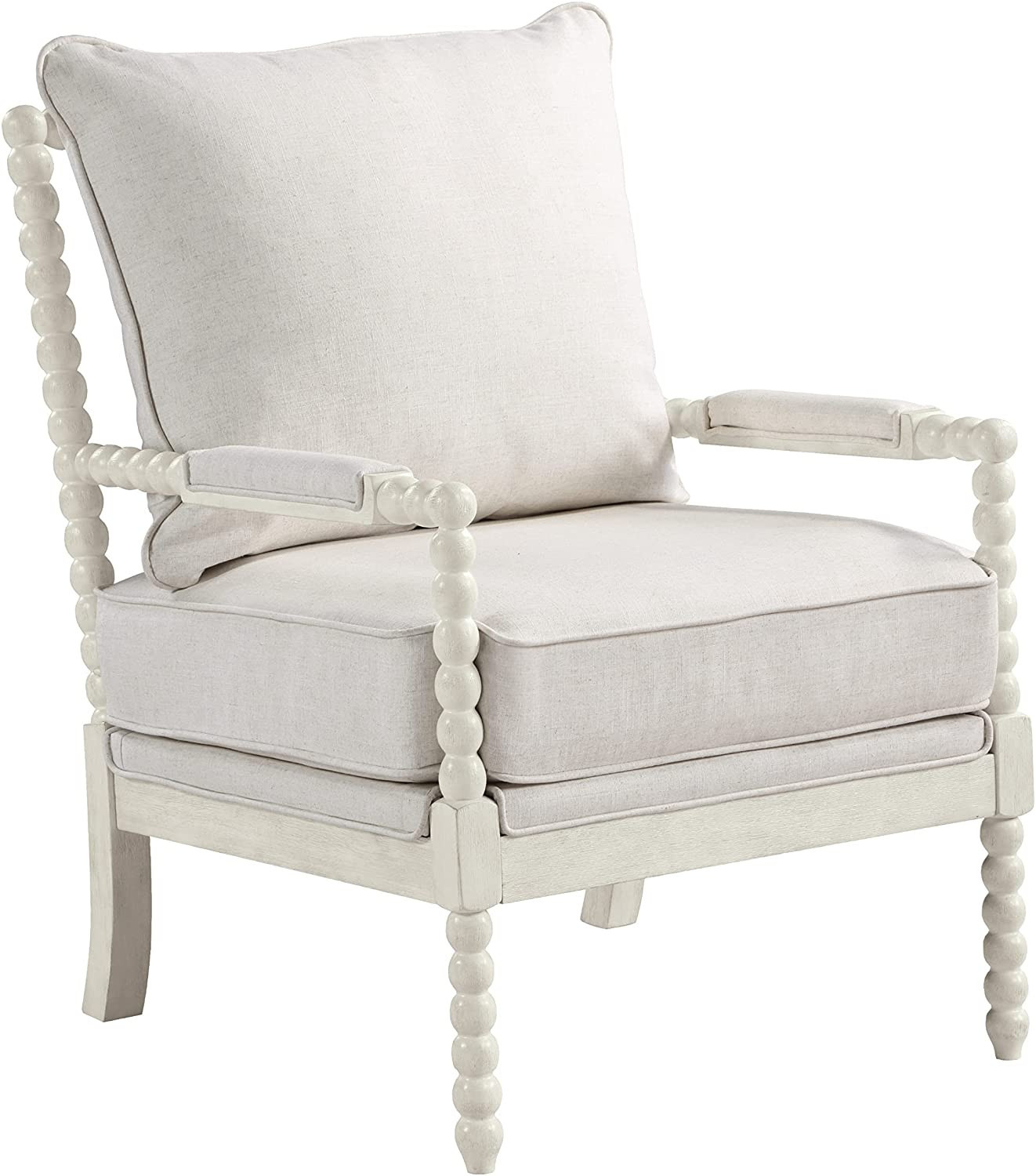 OSP Home Furnishings Kaylee Spindle Accent Chair, 26.5” W x 32.25” D x 37” H, Antique White... | Amazon (US)