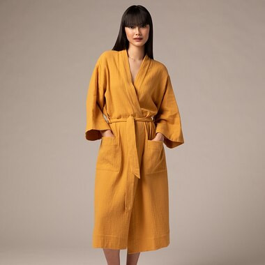 OUI COTTON GAUZE ROBE DIJON SMALL-MEDIUM | Indigo (CA)