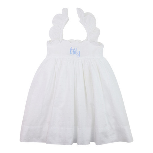 White Swiss Dot Scalloped Sun Dress - Shipping Mid May | Cecil and Lou