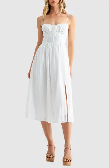 All in Favor Corset Midi Sundress in White at Nordstrom Rack, Size Small | Nordstrom Rack