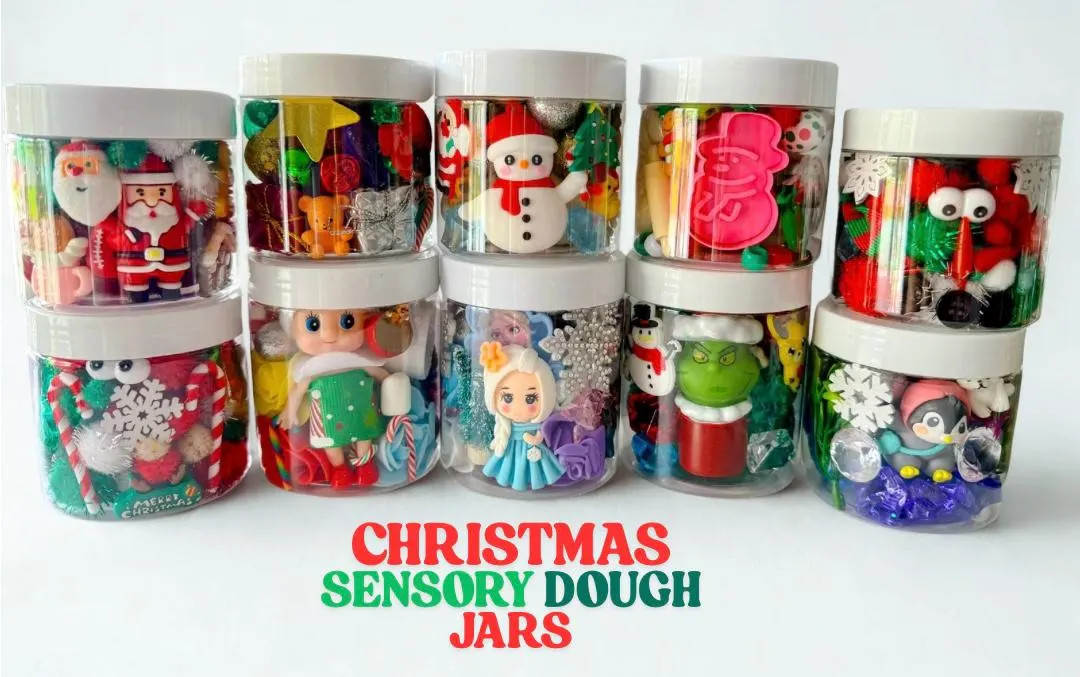 Christmas Play Dough Jars ,winter Sensory Kit, Playdough Jar, Stocking Stuffers for Kids,christma... | Etsy (US)