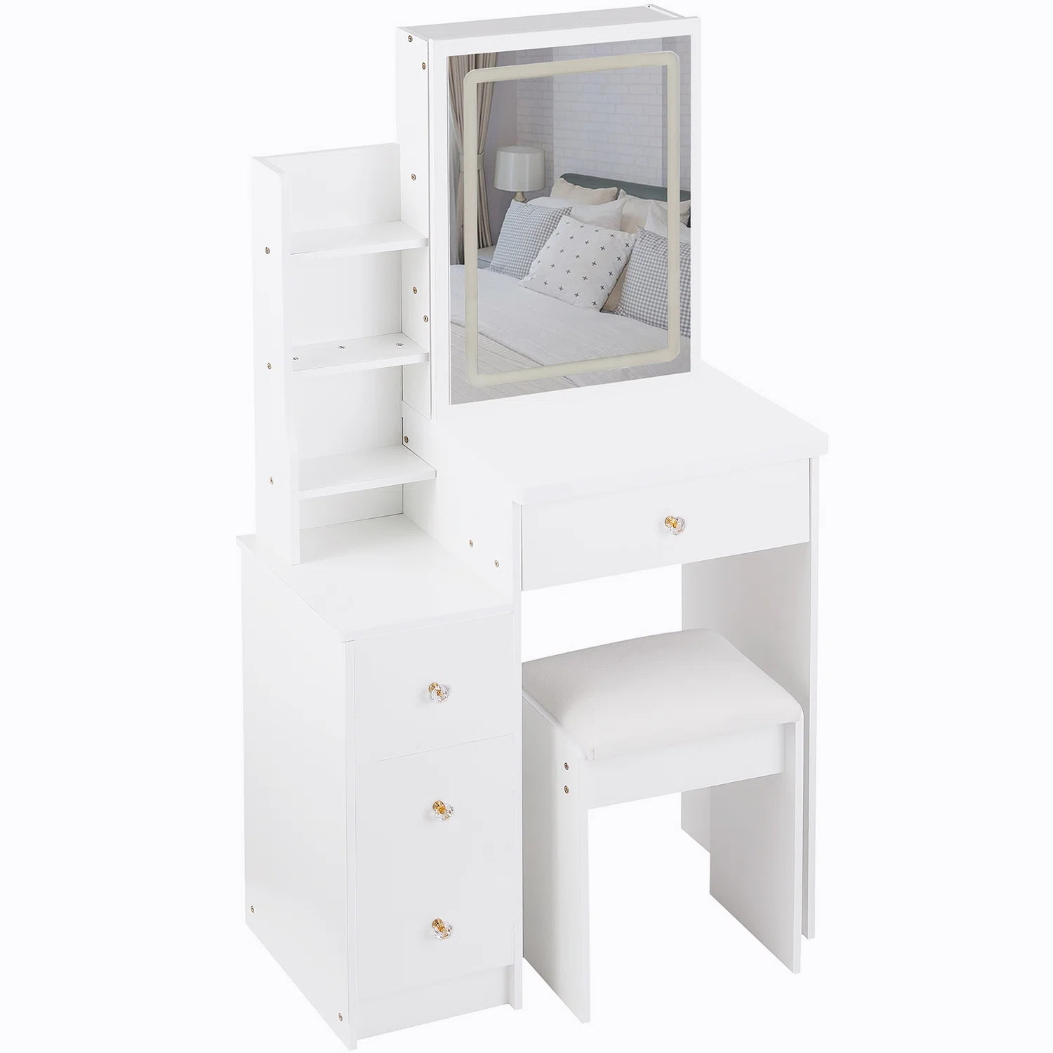 Ray Cabinet Vanity Table with Padded Stool | Wayfair North America