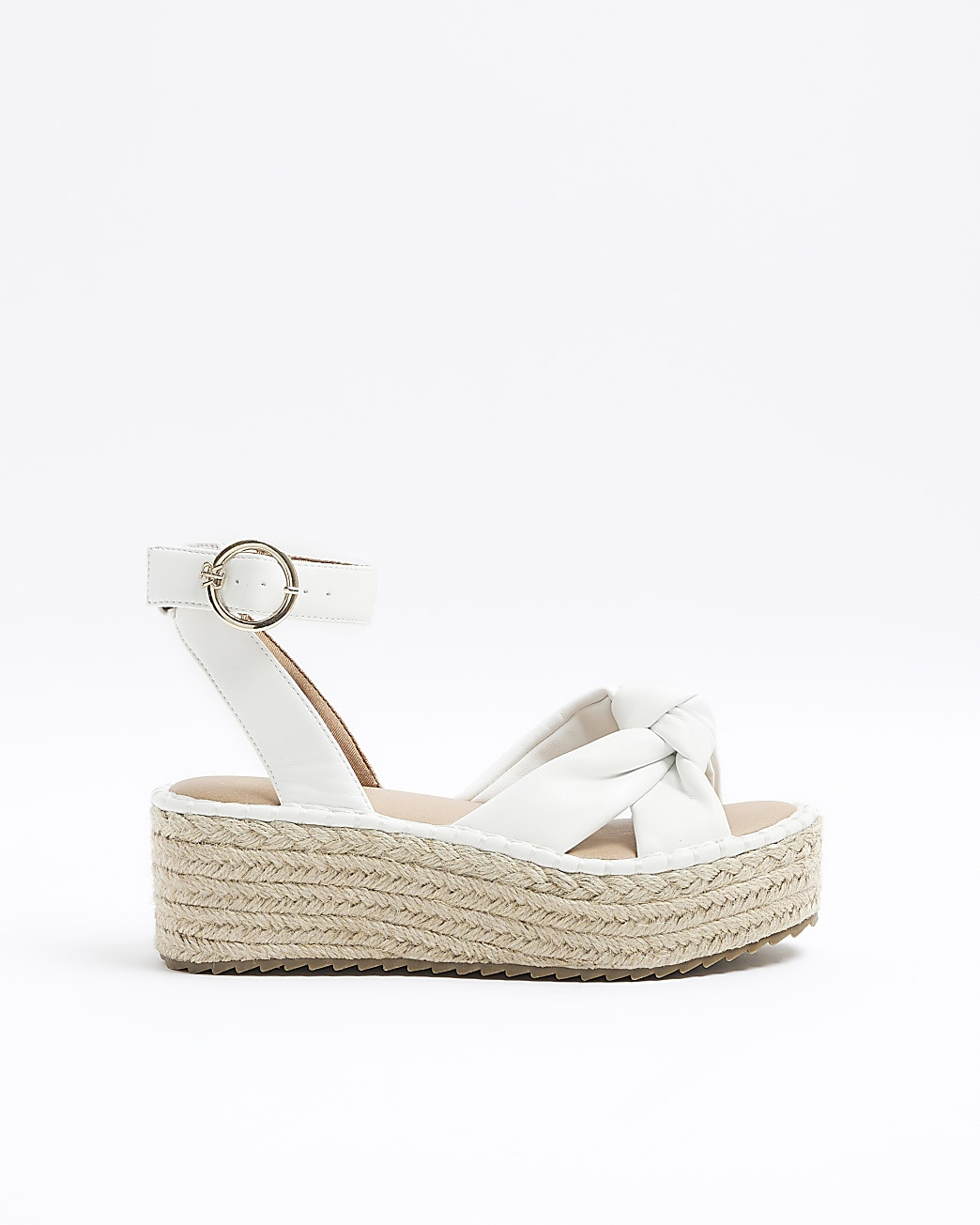 White wide fit knot espadrille sandals | River Island (UK & IE)
