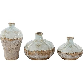 Creative Co-Op Round Terracotta Vases with Distressed Finish (Set of 3 Sizes) | Amazon (US)