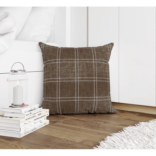 COASTAL PLAID BROWN Accent Pillow By Kavka Designs | Walmart (US)