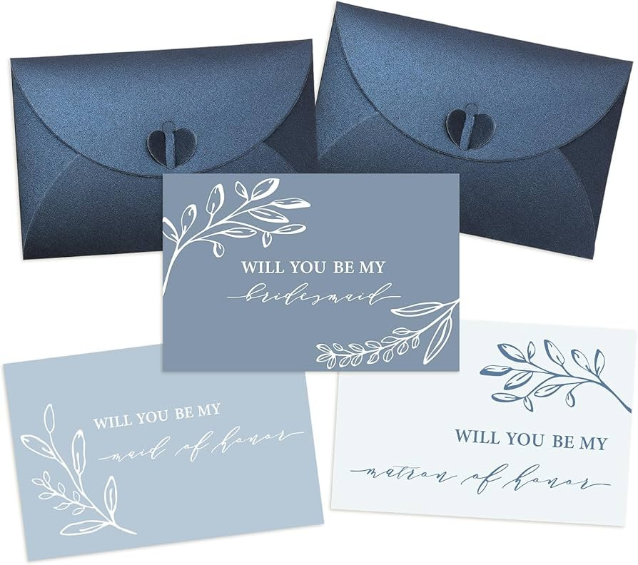 Bridesmaid Proposal Cards 8Pcs Will You Be My Bridesmaid 4 x 6 In Watercolor Blue Floral Cards wi... | Amazon (US)