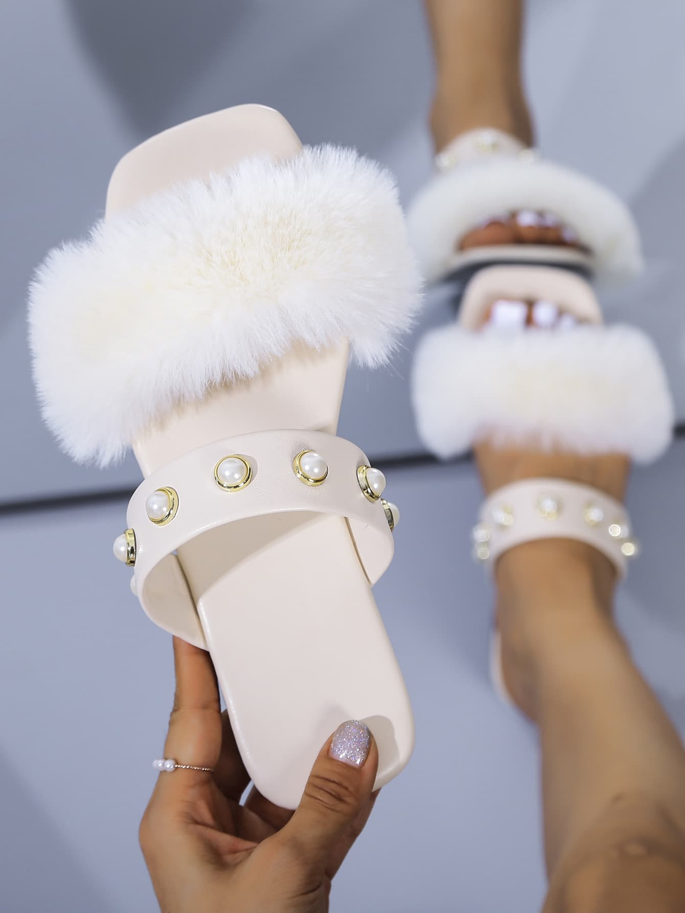 Faux Pearl Decor Slide Sandals | SHEIN