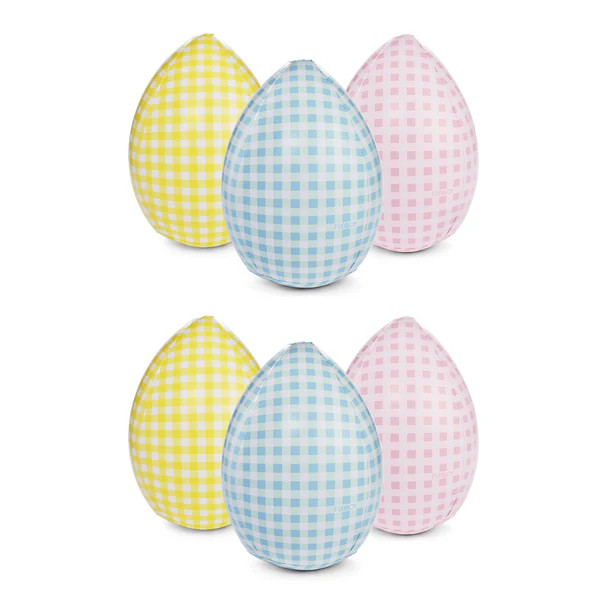 Inflatable Easter Eggs Gingham, Light Up, 6-Pack | FUNBOY