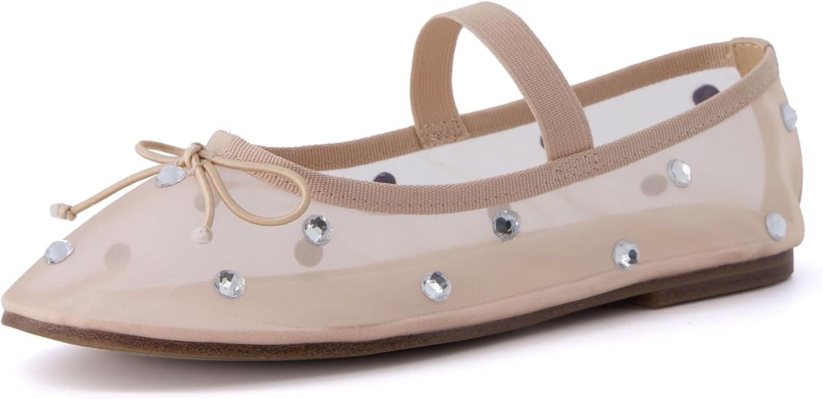 CUSHIONAIRE Women's Elegant Rhinestone mesh Bow Flat with +Memory Foam and Wide Widths Available | Amazon (US)