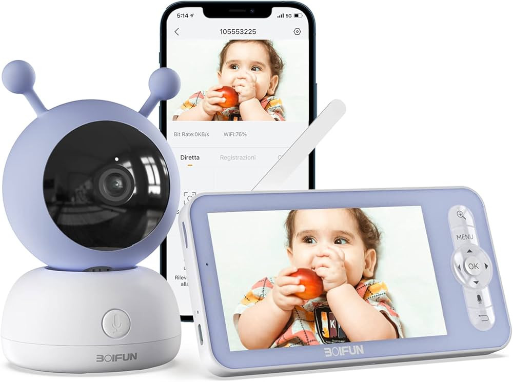 BOIFUN 5" Baby Camera Monitor, 1080P PTZ WiFi Baby Video Monitor with Camera, Cry & Motion Detect... | Amazon (US)