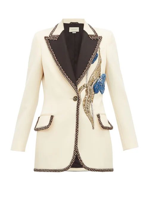 Gucci - Embroidered And Embellished Wool Blazer - Womens - Ivory Multi | Matches (UK)
