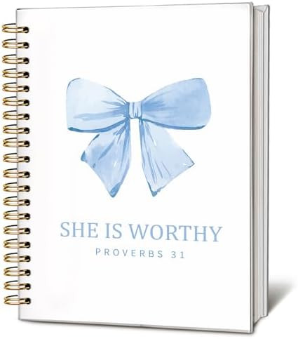 Blue Coquette Bow Christian Notebook, She is Worthy Christian Journal for Women, Preppy Aesthetic... | Amazon (US)