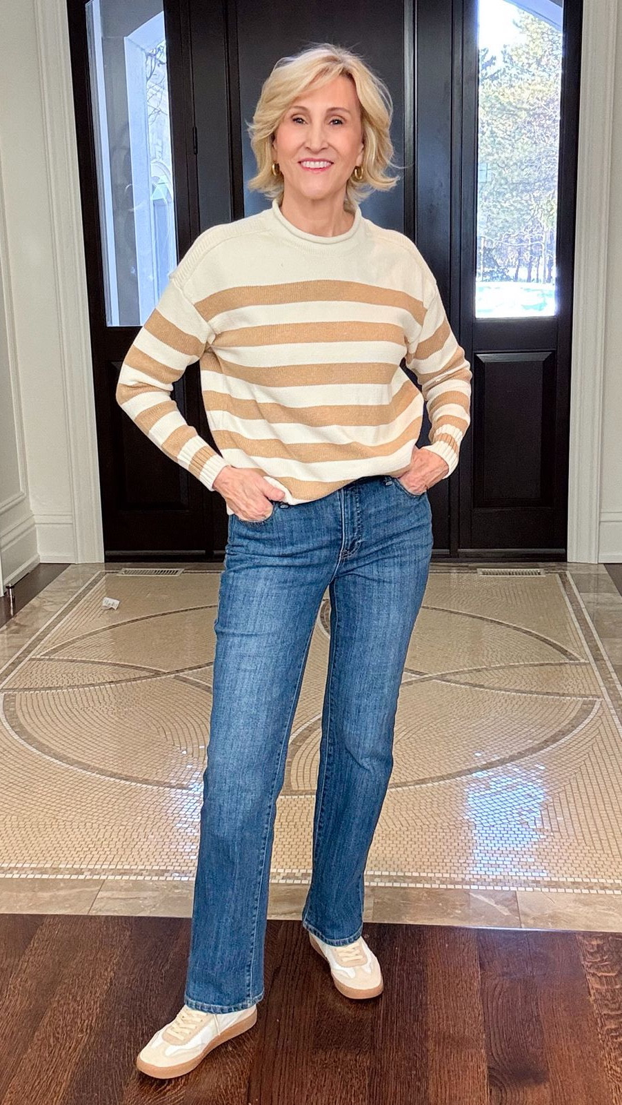 There’s something so easy about a good striped sweater 🤍✨

This cotton roll neck from Talbots is one of those forever pieces — soft, classic, and just the right amount of relaxed. I paired it with denim jeans and retro sneakers for an effortless, off-duty kind of look that still feels put together.

Simple, comfy, and very “I just threw this on”… but in the best way 😌🩵


#LTKSeasonal #LTKootd #LTKOver40