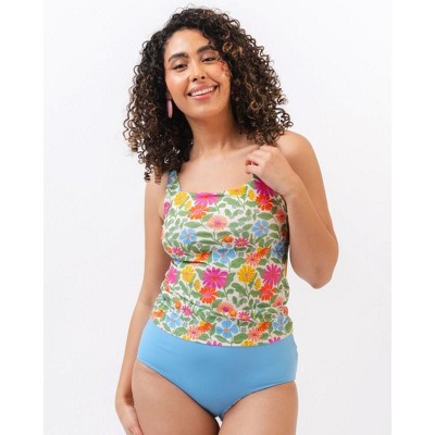 Lime Ricki Women's Breezy Floral Square Neck Tankini Top 4X | Target