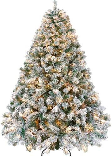 Yaheetech 4.5ft Pre-lit Artificial Christmas Tree with Incandescent Warm White Lights, Snow Flock... | Amazon (US)