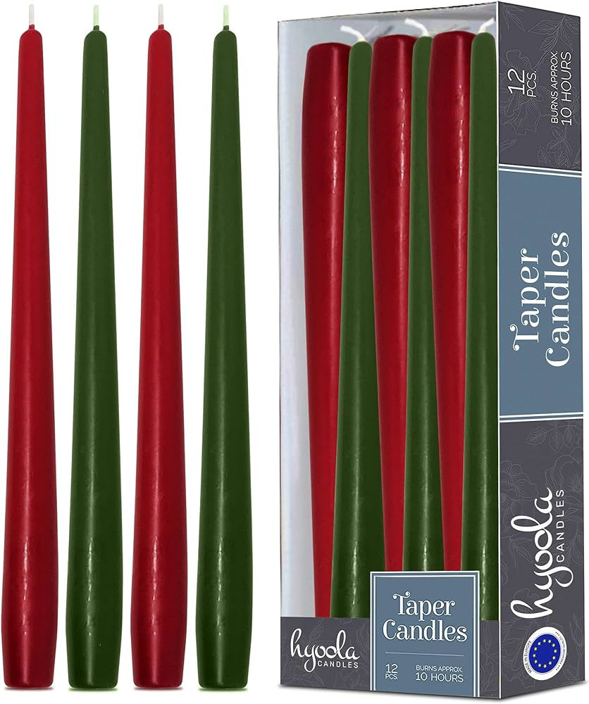 Hyoola Christmas Candles - Green and Red Taper Candles 12 Inch Dripless, 12 Pack Unscented Holiday Candles - European Made | Amazon (US)