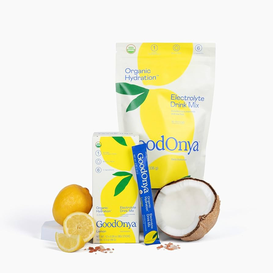 GOODONYA Organic Hydration Electrolyte Powder | 42 Serving Bag + 12 Travel Sticks | Amazon (US)