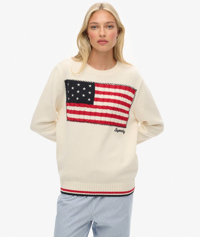 Athletic Essentials Americana Flag Crew Knit | Superdry (UK)