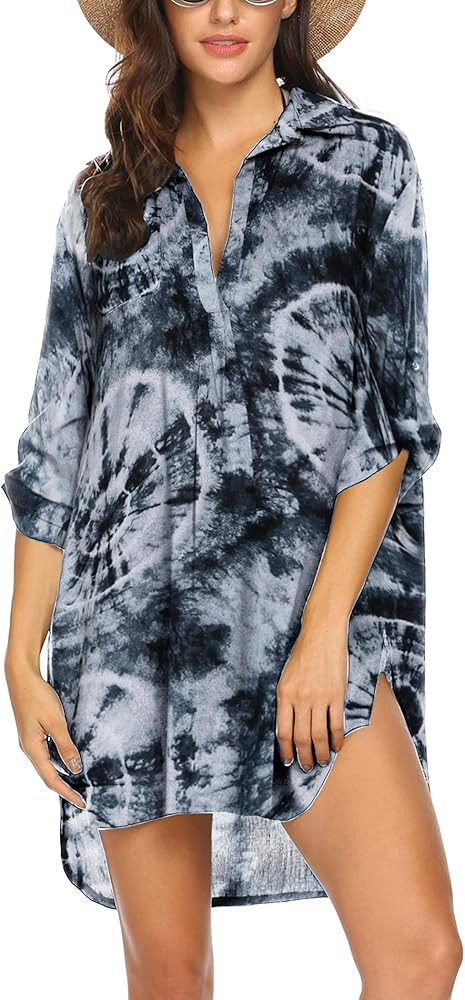 Ekouaer Women's Swimsuit Beach Cover Up Shirt Bikini Beachwear Bathing Suit Beach Dress | Amazon (US)