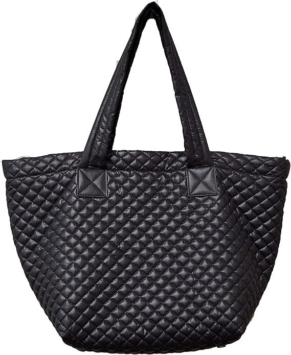 ClaraNY Comfortable Lightweight Large Quilted Zipper Tote with Pouch water repellent Black | Amazon (US)