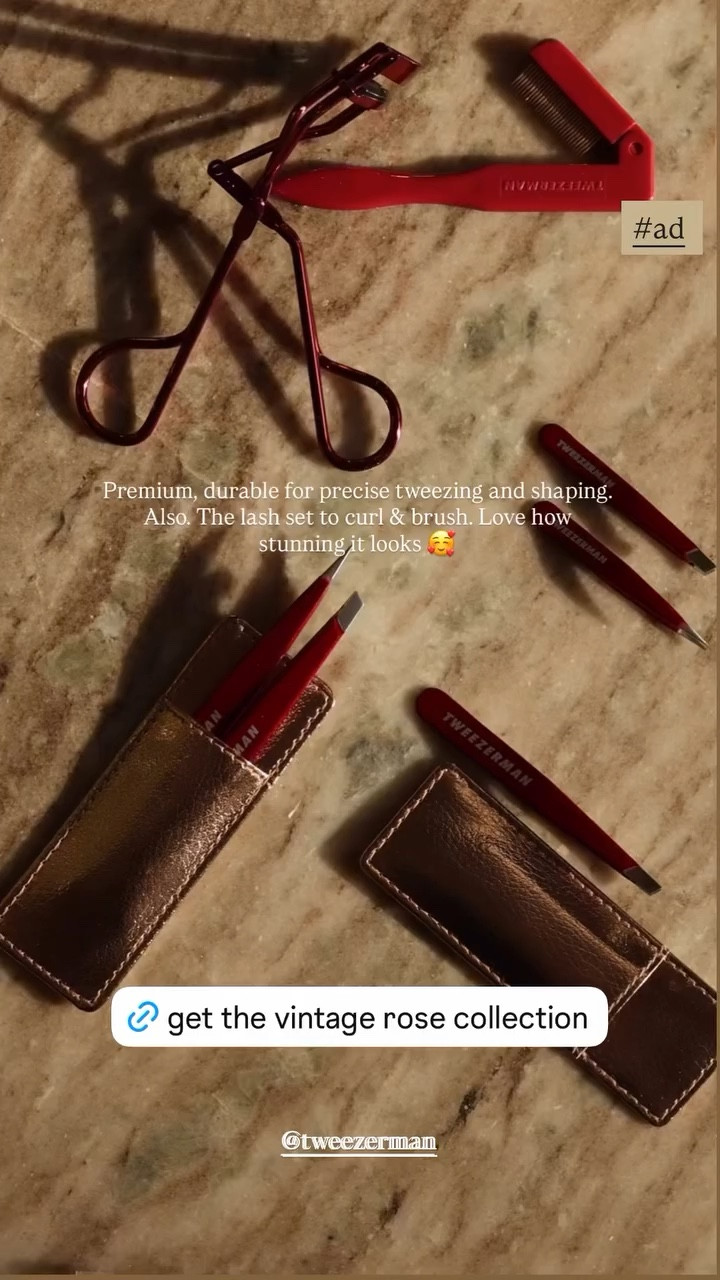 Last minute get ready with me for a holiday party using my favorite Tweezerman tools! This limited edition vintage rose colorway is so gorgoeus. I love the tweezers to clean up my brows and the lash curler and lash brush to accentuate my lashes. These beauty tools are so cute and make for a great holiday stocking stuffer or gift idea for her! … 

For more links to christmas tablescape, perfume, area rug finds, puffer vest styles, follow me on LTK! ✨

#LTKGiftGuide #LTKHoliday #LTKgrwm