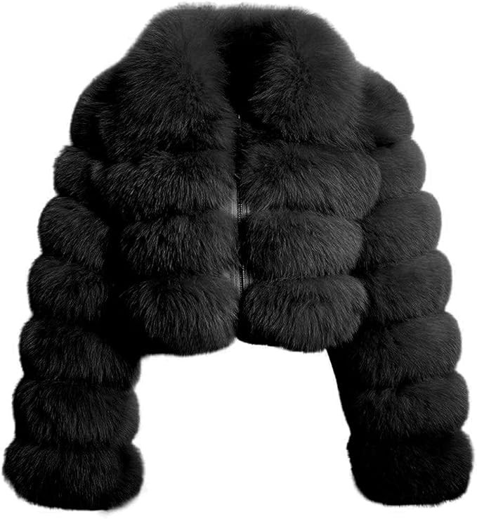 loveimgs Women Fluffy Faux Fur Coat Cropped Jacket Puffer Jacket Zip Up Winter Warm Fuzzy Teddy J... | Amazon (US)