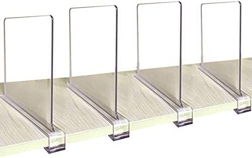 CY craft Acrylic Shelf Dividers for Closets,Wood Shelf Dividers, 4 PCS Clear Shelf Separators,Per... | Amazon (US)
