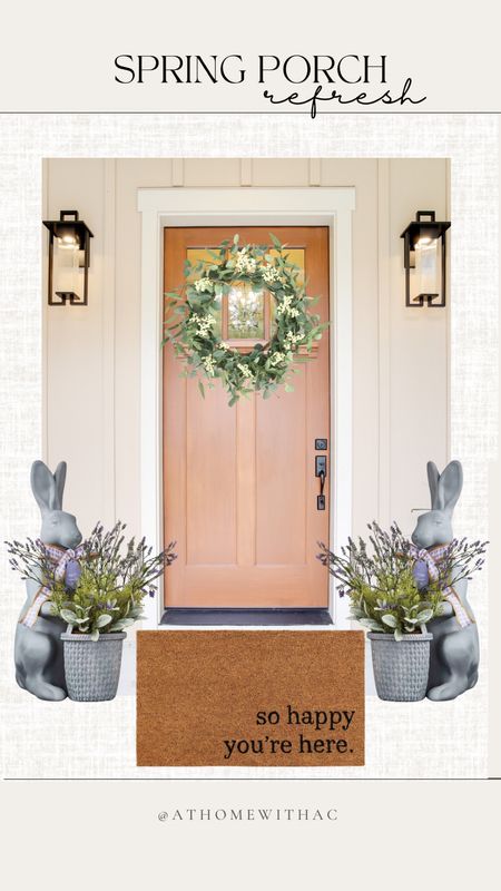 Spring porch refresh, bunny planter, spring wreath, spring doormat 

#LTKSeasonal #LTKfamily #LTKhome