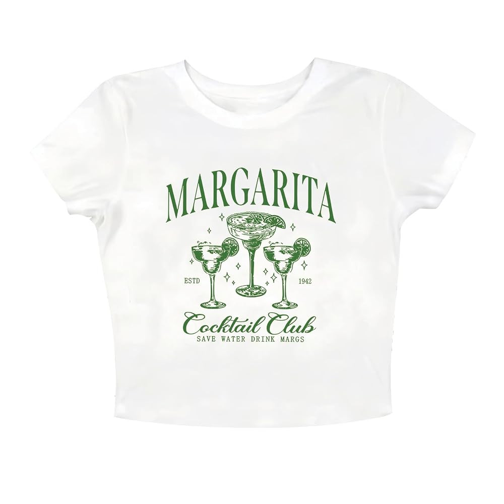 Margarita Cropped T-Shirt Save Water Drink Margs y2k Crop Top | Amazon (US)