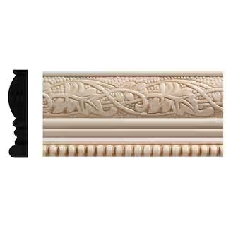 Ornamental Mouldings 1825 1/2 in. x 2-1/4 in. x 96 in. White Hardwood Embossed Ivy/Bead Trim Chai... | The Home Depot