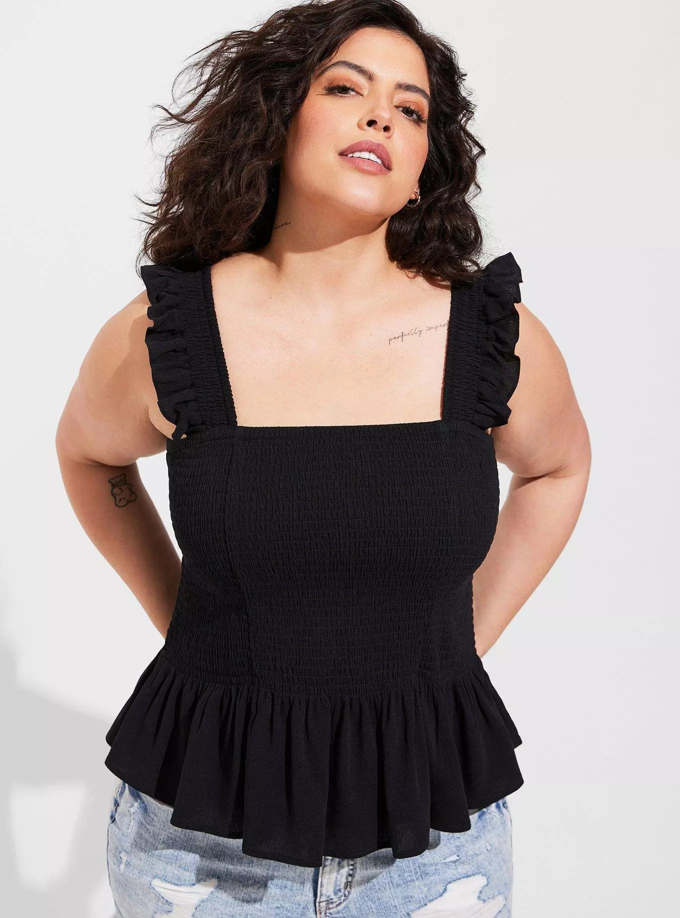 Peplum Washable Crinkle Gauze Smocked Tank Top | Torrid (US & Canada)