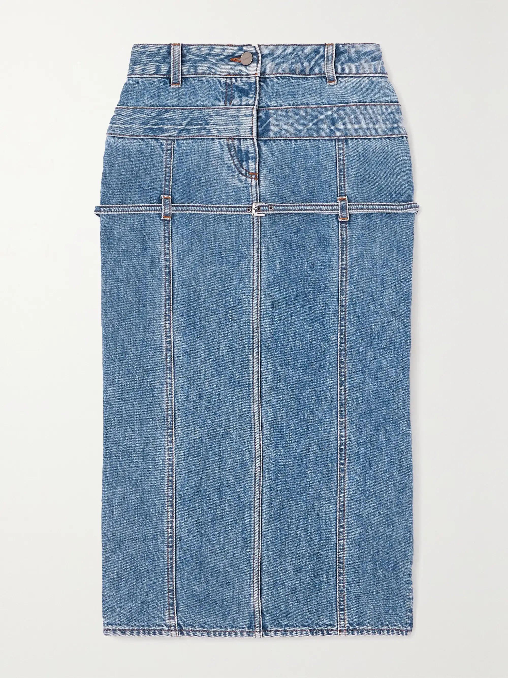 Paneled organic denim midi skirt | NET-A-PORTER (US)
