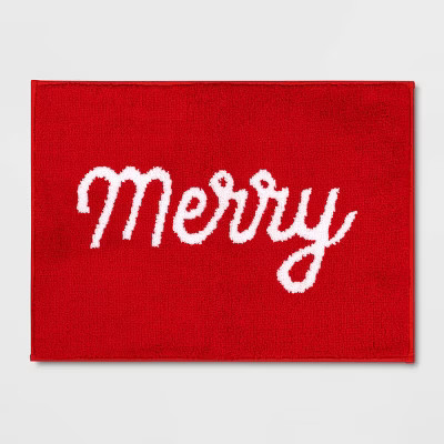 17"x24" 'Merry' Christmas Bath Rug Red - Wondershop™ | Target