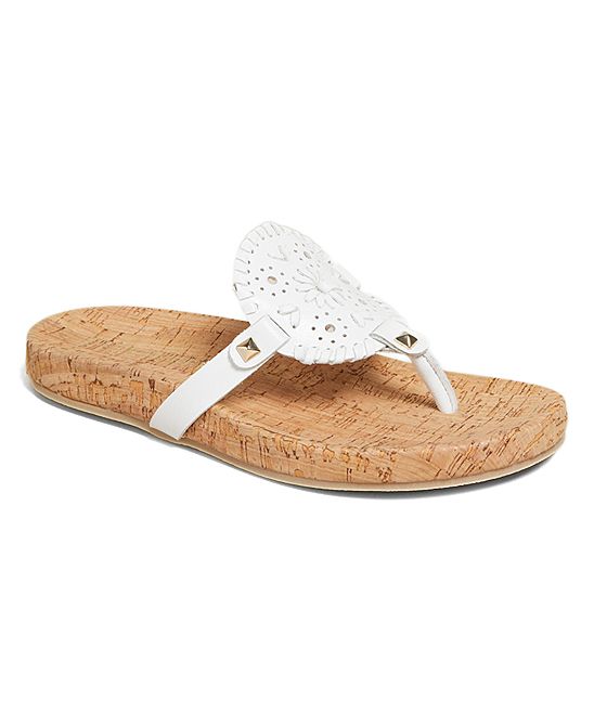 Jack Rogers Women's Sandals WHITE - White Georgica Perforated Leather Sandal - Women | Zulily