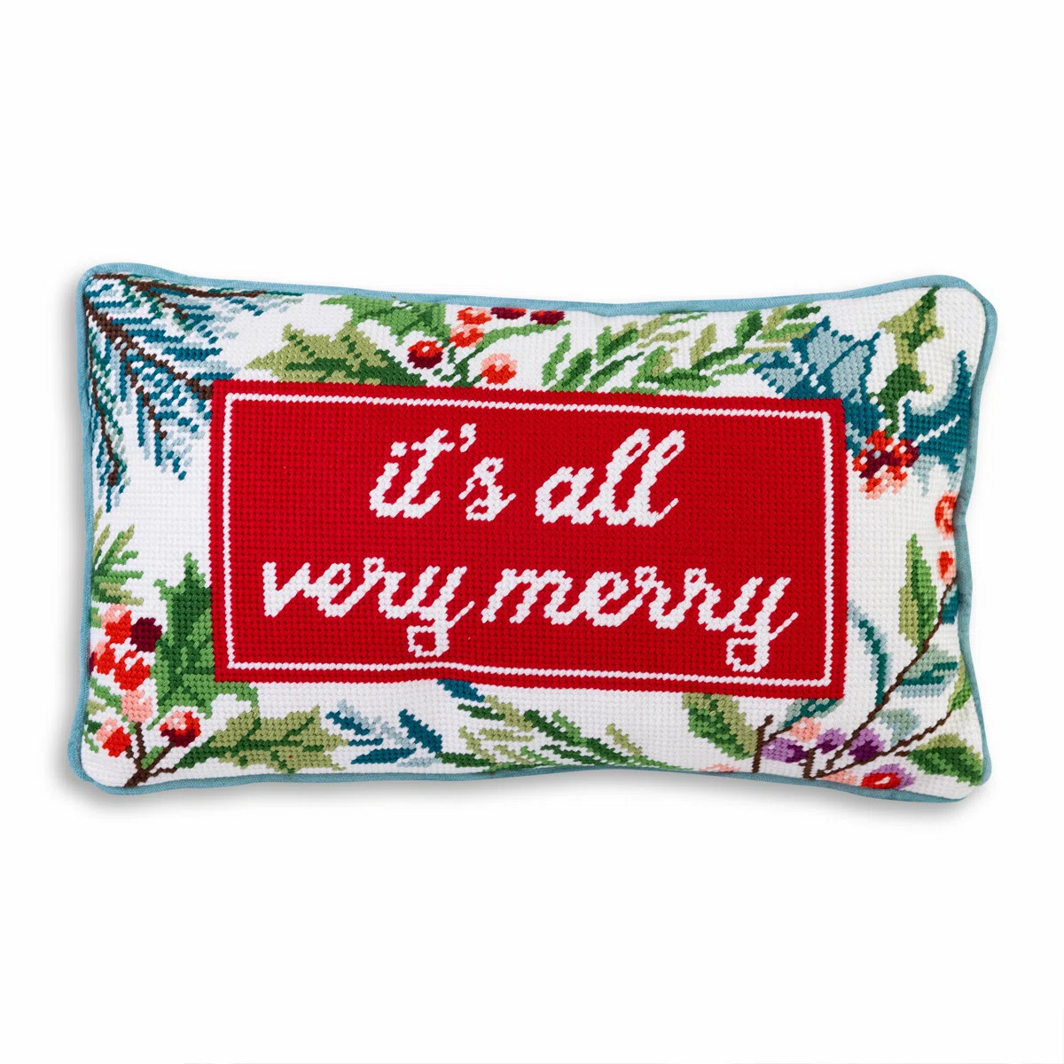Very Merry Needlepoint Pillow | Birch Lane