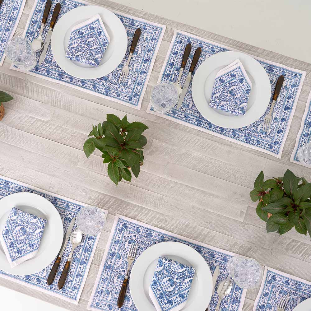 Caroline Blue Placemat | Set of 4 | Pomegranate