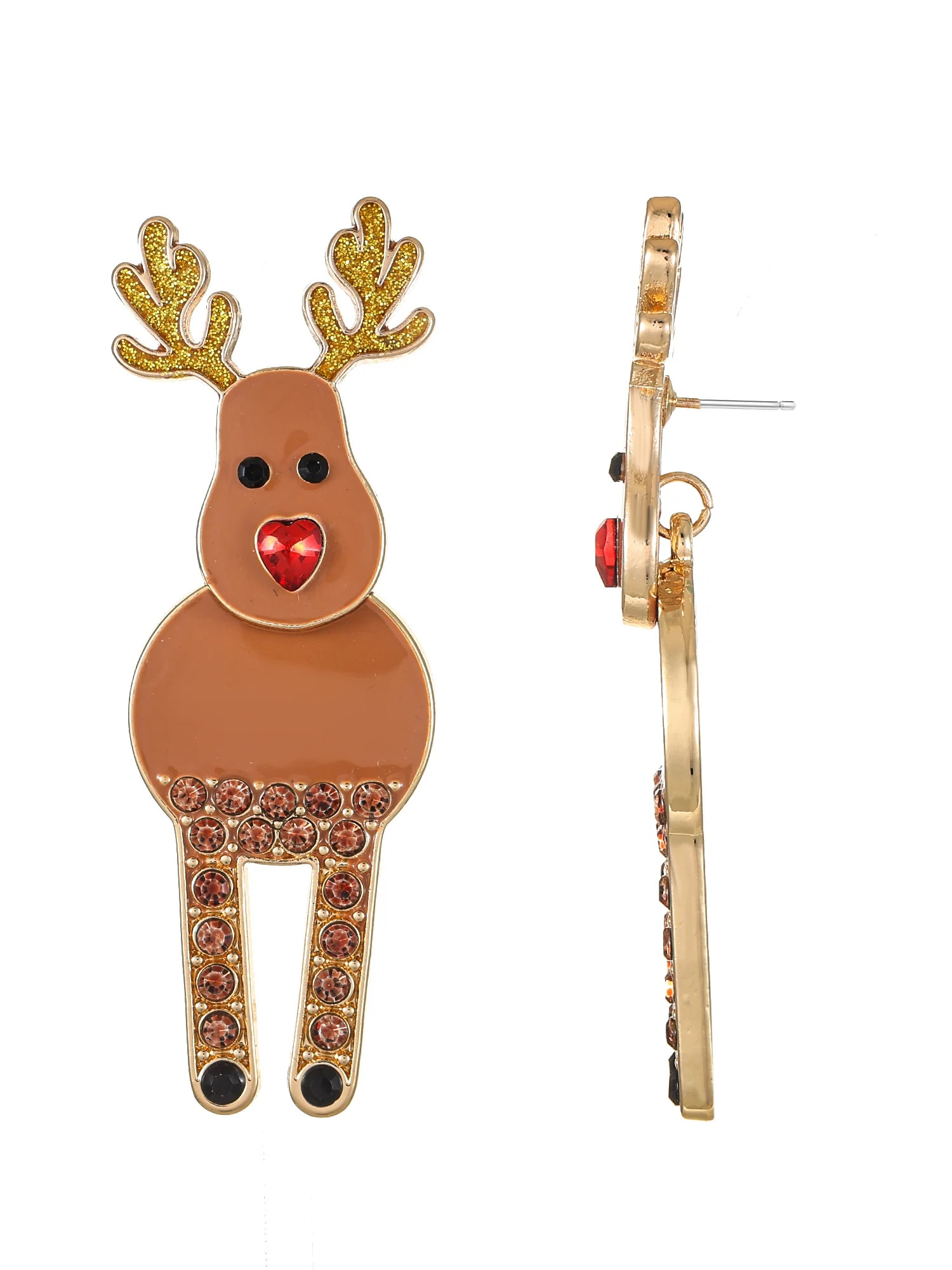 Holiday Time Goldtone Reindeer Drop Earrings, 1 Pair | Walmart (US)