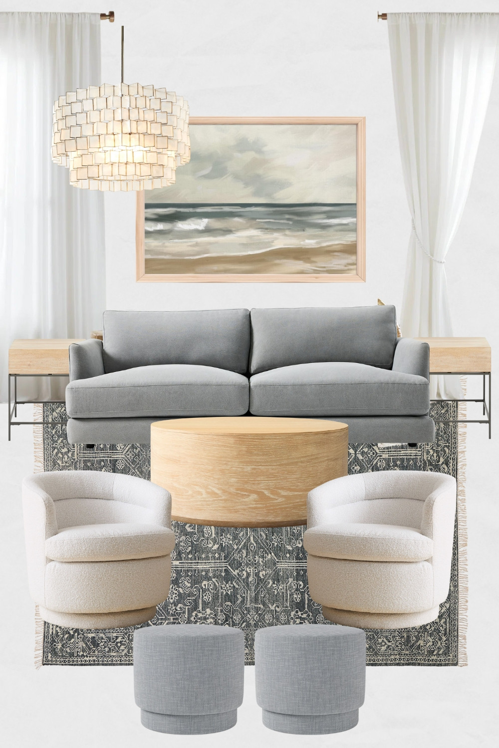 Coastal Living Room Moodboard, Dusty Blue Couch, Calm Coastal Living Room Design, Coastal Living Room Decor, White Oak Coffee Table, White and blue living room design

#homedecor #coastallivingroom #coastaldecor #coastalhome #calmcoastal #bluecouch 

 #LTKHome #LTKSaleAlert