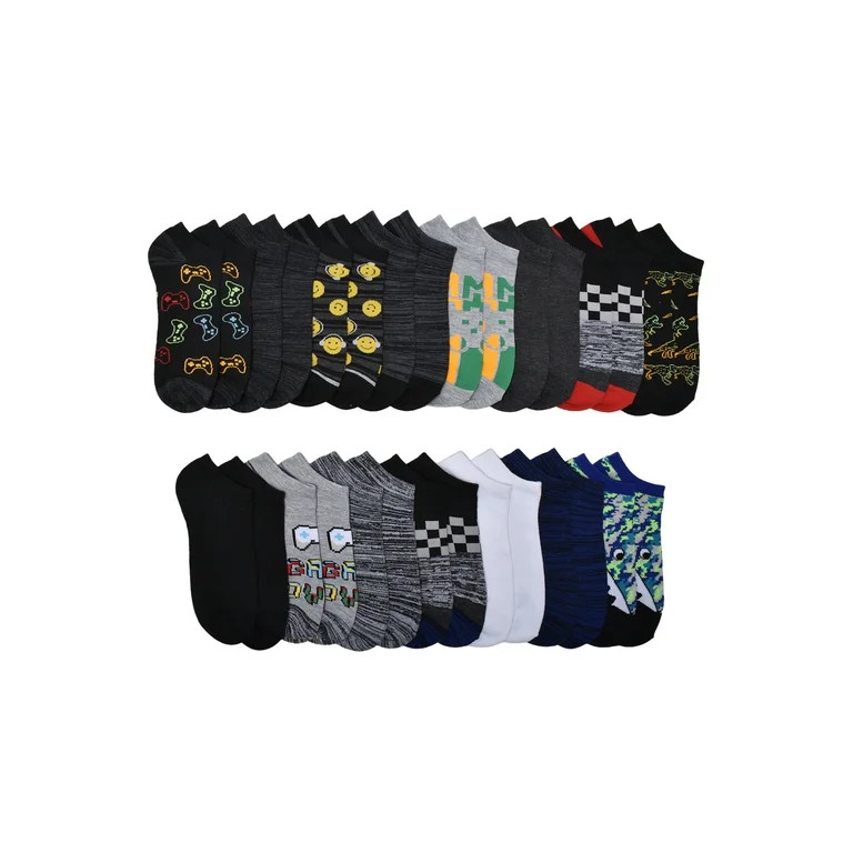 Wonder Nation Boys Gamer Vibes No-Show Socks, 15-Pack, Size Medium (Shoe Size 9-2.5) | Walmart (US)