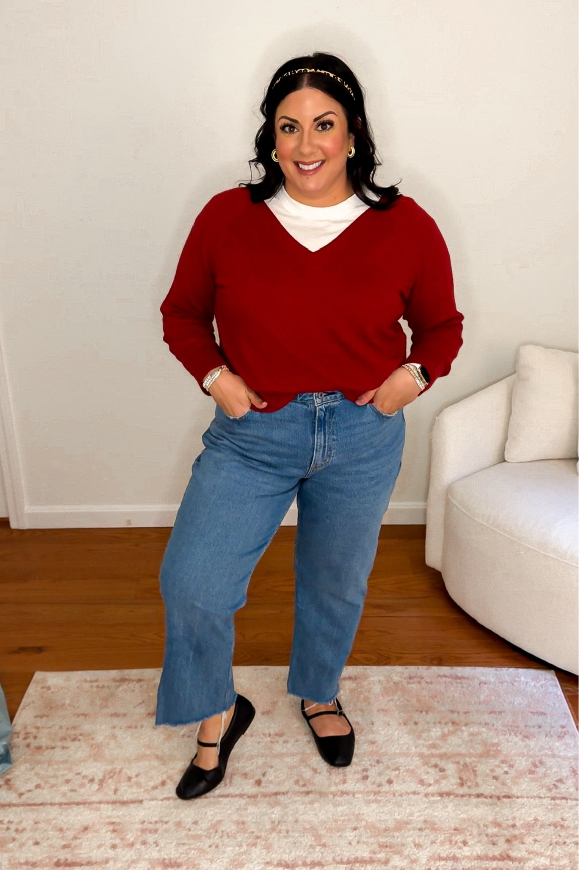 Size XL tee, size L sweater, size 14 jeans 



#LTKMidsize #LTKFindsUnder50 #LTKSaleAlert