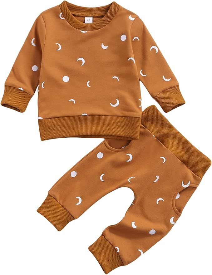 Newborn Baby Boys Clothes Sets Infant Cute Sun Print Long Sleeve Pullover Sweaters Pants Outfits ... | Amazon (US)
