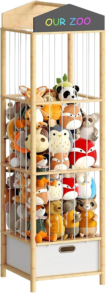 HOOBRO Stuffed Animal Storage & Organizer, Bamboo Stuffed Animal Holder with Fabric Drawer and DI... | Amazon (US)