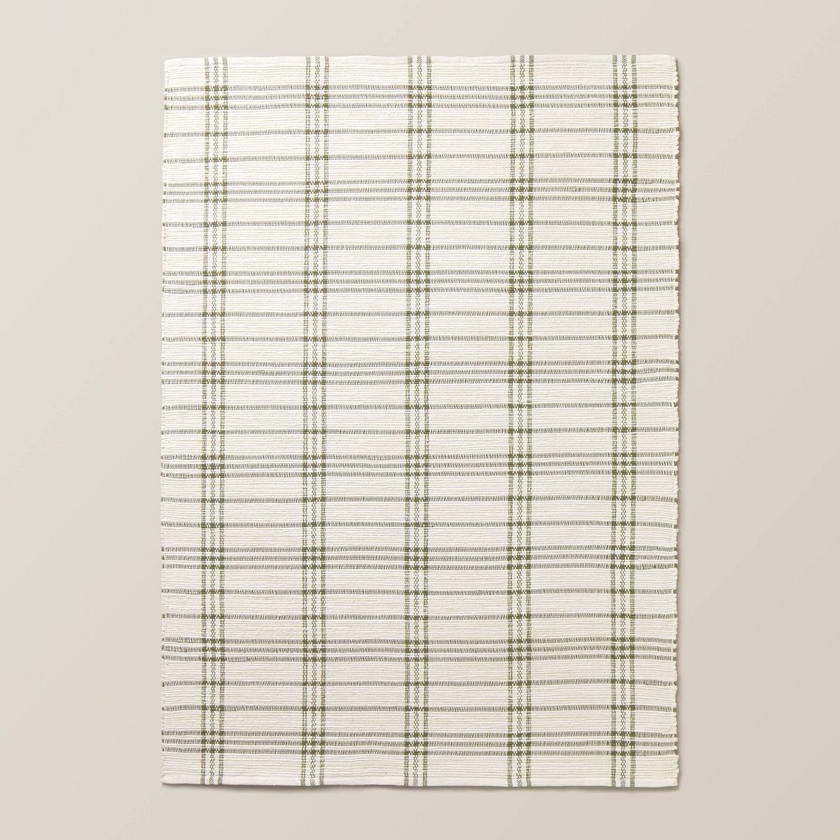 5'x7' Tri-Stripe Plaid Handmade Woven Area Rug Green/Cream - Hearth & Hand™ with Magnolia | Target