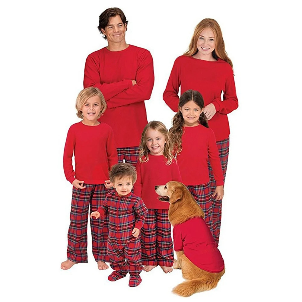 Matching Family Red Plaid Pajamas Sets Christmas Comfort Soft PJs Holiday Loungewear Xmas Family ... | Walmart (US)