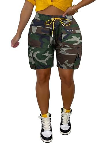 Famnbro Camo Cargo Shorts - Green Camouflage Shorts for Women | Amazon (US)