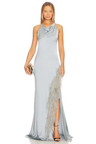 Lapointe Halter Cowl Neck Gown in Dove from Revolve.com | Revolve Clothing (Global)