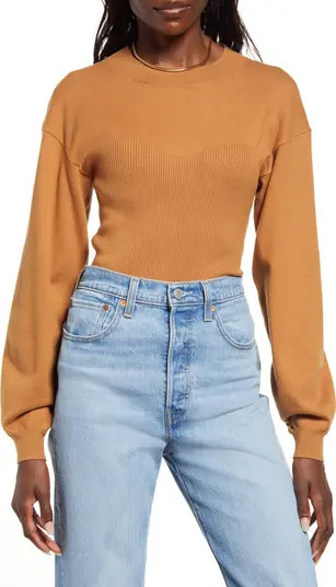 Corset Detail Cotton Blend Sweater | Nordstrom