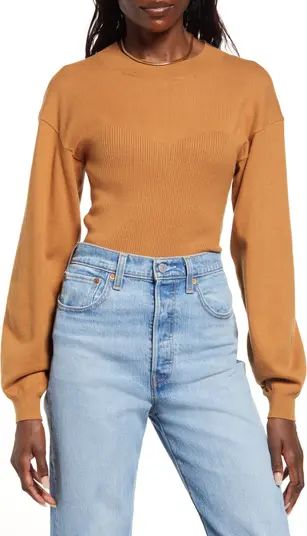 Corset Detail Cotton Blend Sweater | Nordstrom