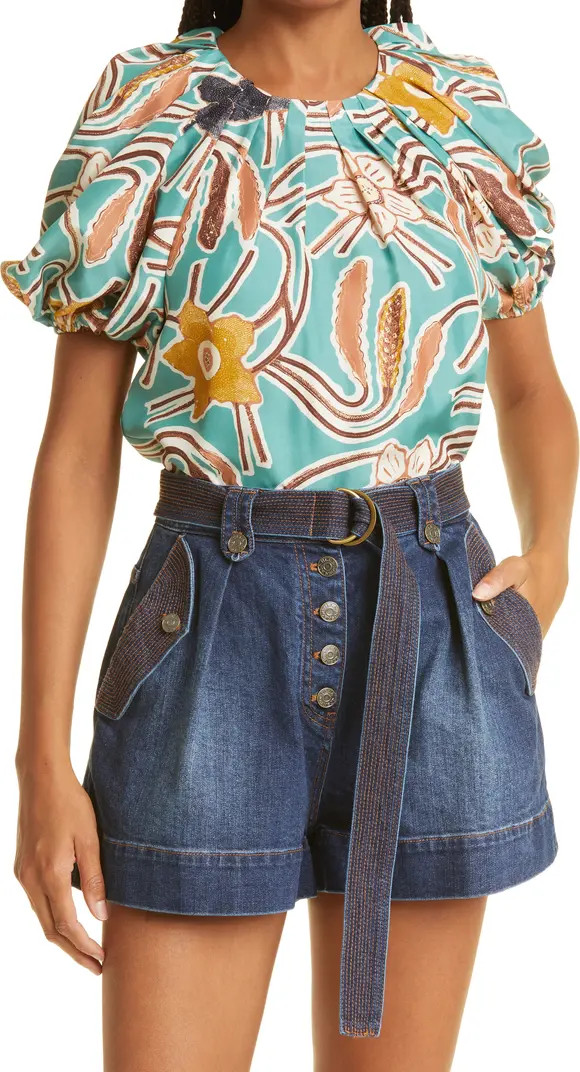 Ulla Johnson Anila Short Sleeve Silk Blouse | Nordstrom | Nordstrom