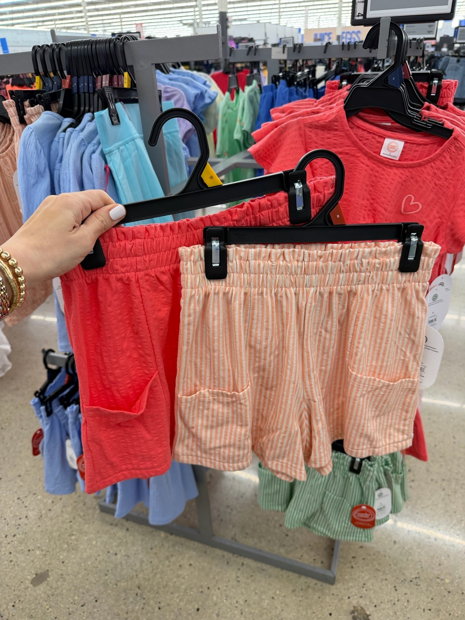 These little knit shorts for girls are super cute and on trend! Love the longer length and fabric and color options! $8 #walmartkids